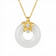 Floral Blossom Circle Pendant Necklace – sterling silver necklace, styling detail