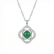 Quatrefoil Green Jadeite Necklace – jade necklace, front view