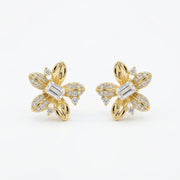 Lily-Inspired Rectangular-cut Stud Earrings – sterling silver earrings, side detail