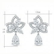 Lily-Inspired Floral Drop Earrings – sterling silver earrings, close-up