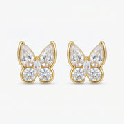Butterfly Studs, Marquise and Pear – sterling silver earrings, close-up