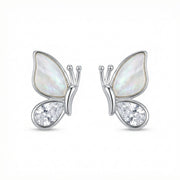 Iridescent Butterfly Stud Earrings – sterling silver earrings, side detail