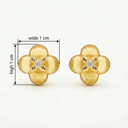 Citrine Clover Stud Earrings – sterling silver earrings, front view