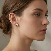 Mother-of-Pearl Rose Stud Earrings – mother-of-pearl earrings, side detail