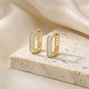 Baguette Huggie Hoop Earrings – sterling silver earrings, side detail