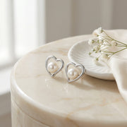 Cultured Pearl Heart Stud Earrings – pearl earrings
