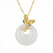 Butterfly Enamel Pendant Necklace – sterling silver necklace, front view