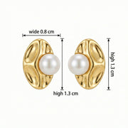 Pearl and Textured Oval Statement Earrings – pearl earrings