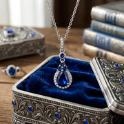 Teardrop Sapphire Pendant Necklace – sapphire necklace, close-up
