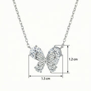 Butterfly Pendant Necklace, Pear-Cut Stones – sterling silver necklace, close-up
