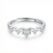 Dainty Wave Ring with Five Stones – sterling silver ring, front view