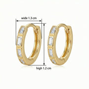 Baguette Inlay Huggie Hoop Earrings – sterling silver earrings, front view