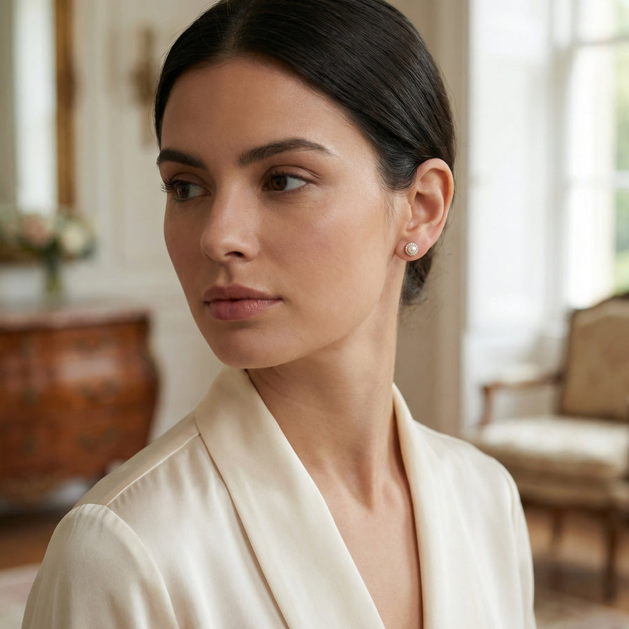 Pearl Halo Stud Earrings – pearl earrings