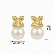 Pearl Floral Centerpiece Stud Earrings – pearl earrings, front view