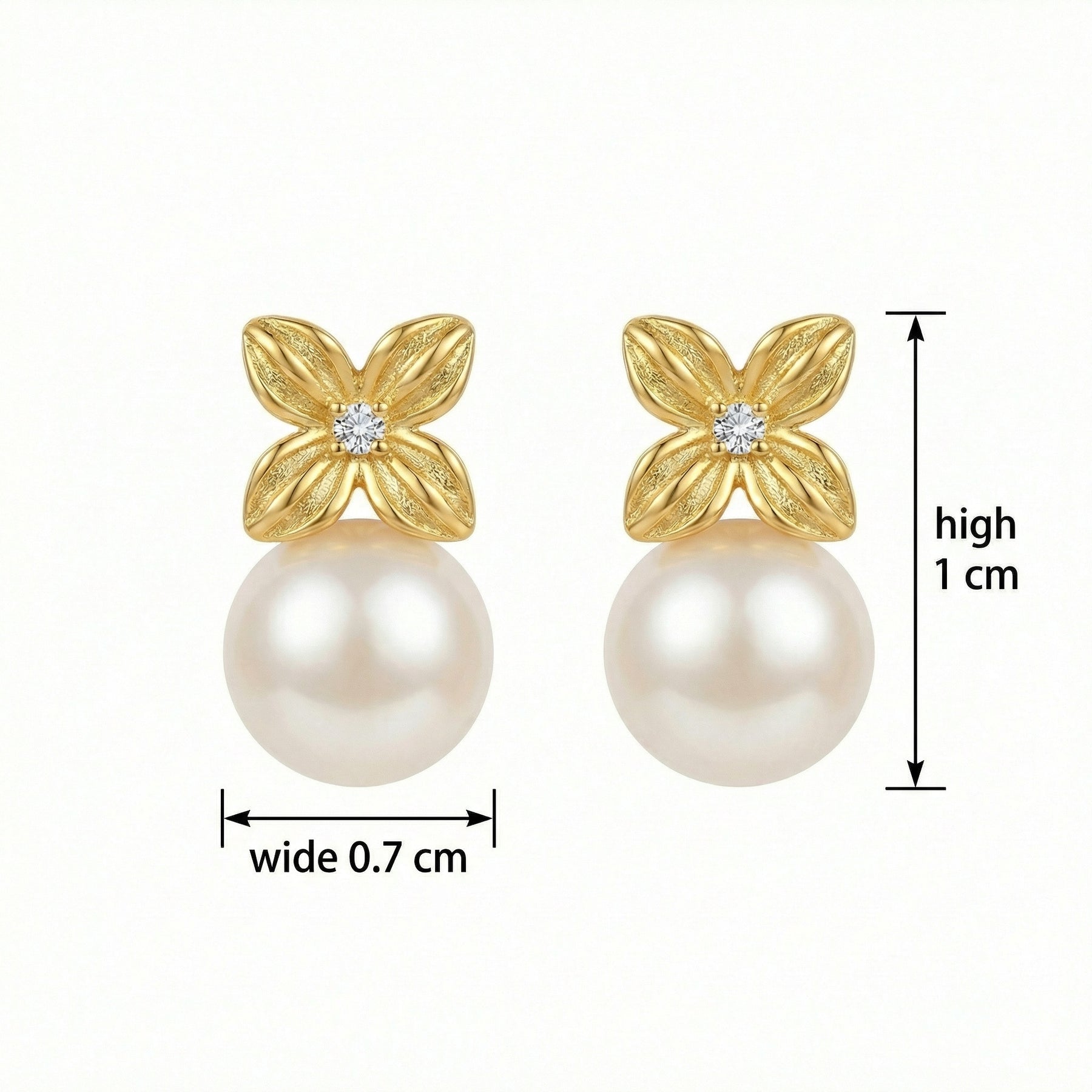 Pearl Floral Centerpiece Stud Earrings – pearl earrings, front view