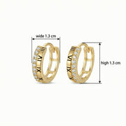 Roman Numeral Huggie Earrings – sterling silver earrings, side detail