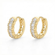 Trillion-Cut CZ Huggie Hoop Earrings – zircon earrings, front view