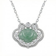 Green Jade Cloud Ruyi Necklace – jade necklace, close-up
