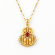 Abacus Gourd Pendant Necklace – sterling silver necklace, front view