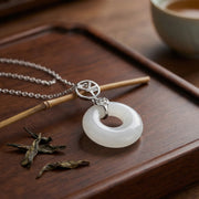 White Jade Peace Buckle Necklace – jade necklace, side detail