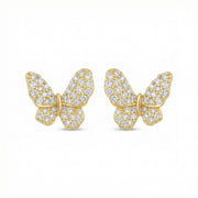 Pavé Butterfly Stud Earrings – sterling silver earrings, close-up