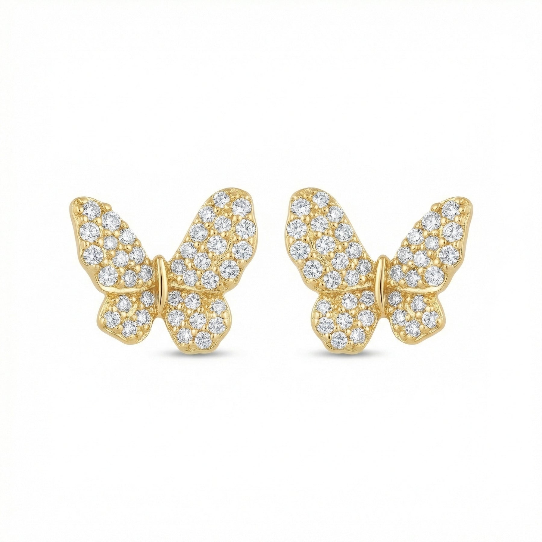 Pavé Butterfly Stud Earrings – sterling silver earrings, close-up