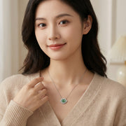 Green Jade Cloud Ruyi Necklace – jade necklace, side detail