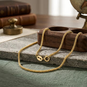 Italian gold-plated Wheat Chain Necklace – gold-plated necklace, side detail