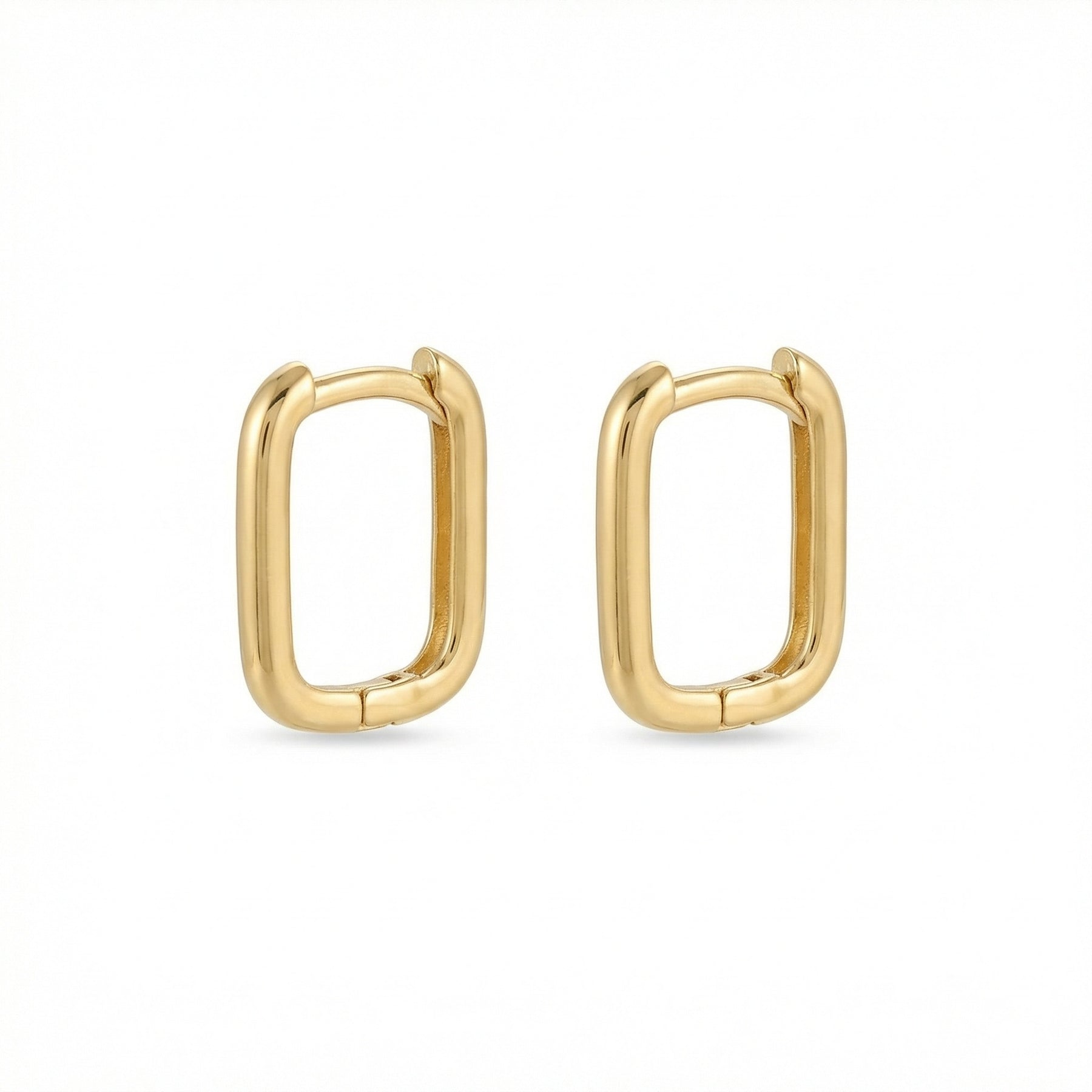 Sleek Rectangular Huggie Hoop Earrings – sterling silver earrings