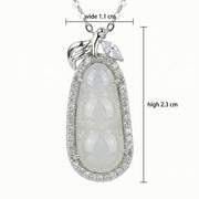 White Jadeite Pea Pod Pendant Necklace – jade necklace, side detail