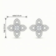 Filigree Clover Cross Stud Earrings – sterling silver earrings, front view