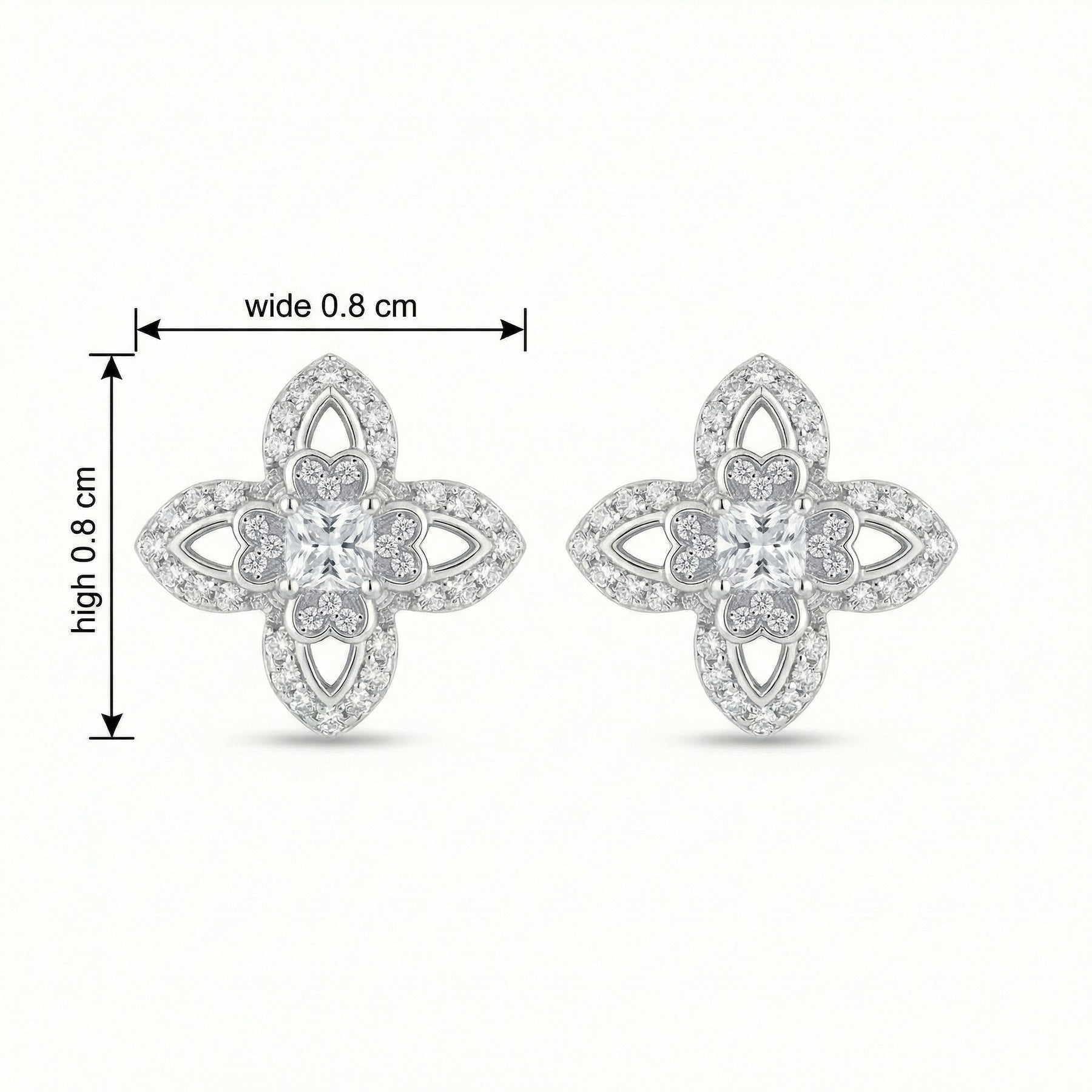 Filigree Clover Cross Stud Earrings – sterling silver earrings, front view