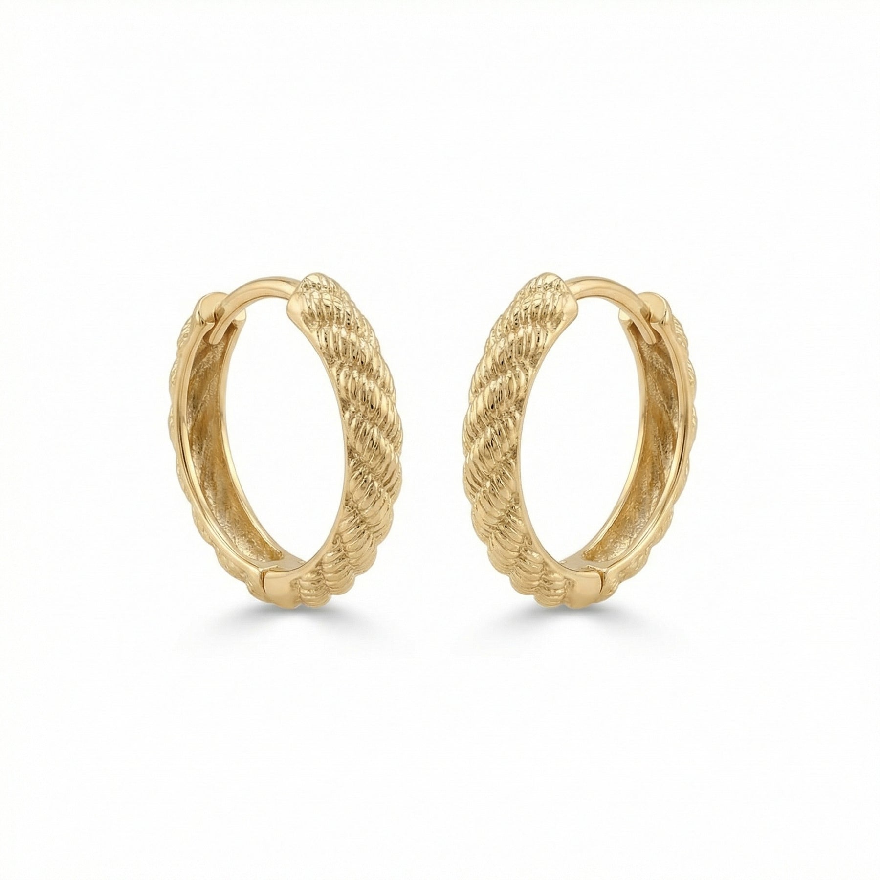 Braided Rope Textured Hoop Earrings – sterling silver earrings, close-up