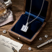 Square-Cut Pendant Necklace – sterling silver necklace, front view