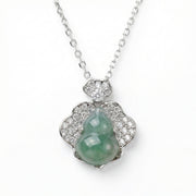 Jade Sparkling stone Gourd Flower Necklace – jade necklace, close-up