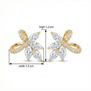 Floral Bow Marquise Stud Earrings – sterling silver earrings, side detail