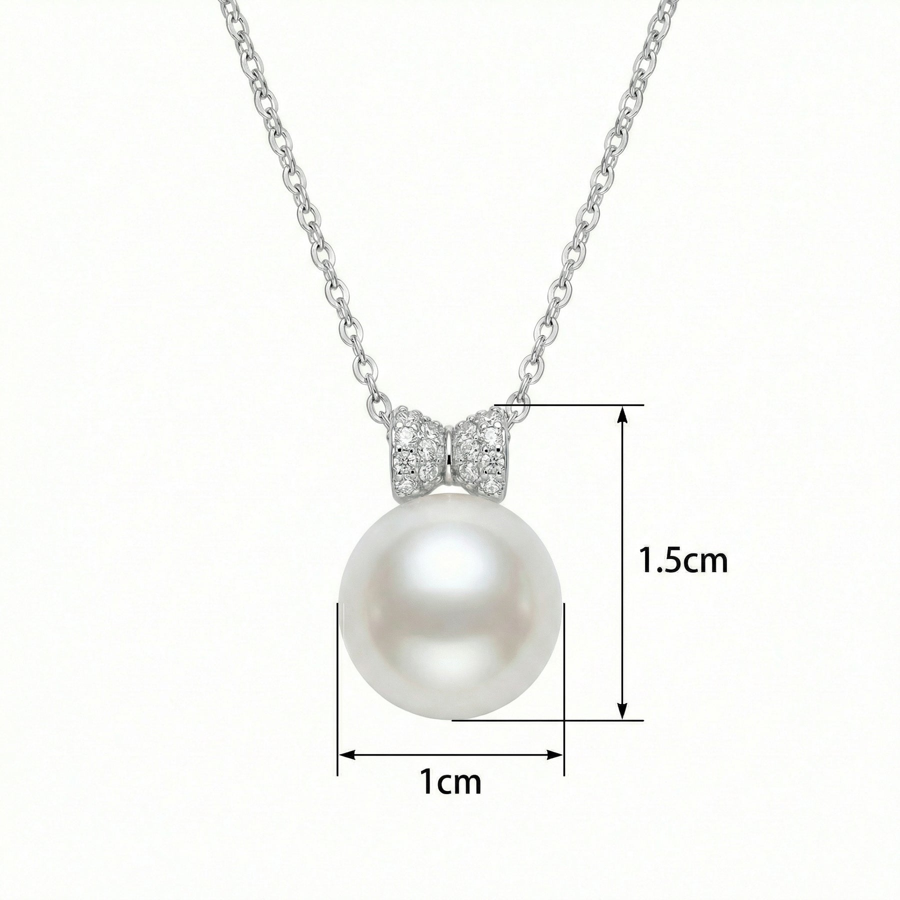 Pearl Pendant Necklace with Bow Bail – pearl necklace, side detail