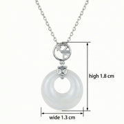 White Jade Peace Buckle Necklace – jade necklace, front view