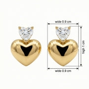 Double Heart Stud Earrings – sterling silver earrings, front view