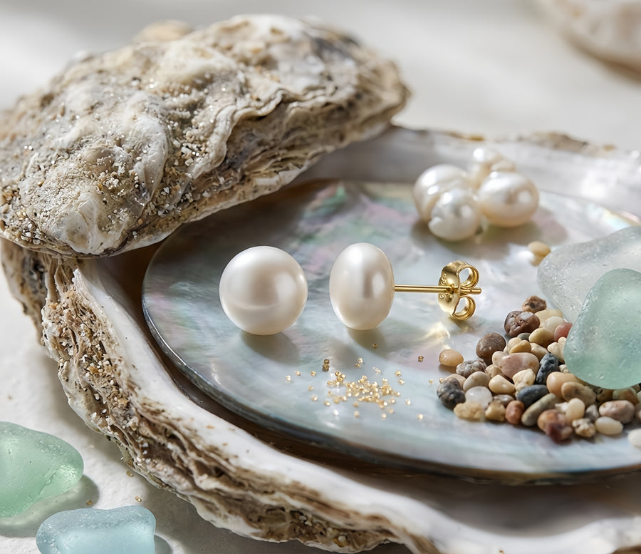 Cultured Freshwater Pearl Studs – pearl earrings
