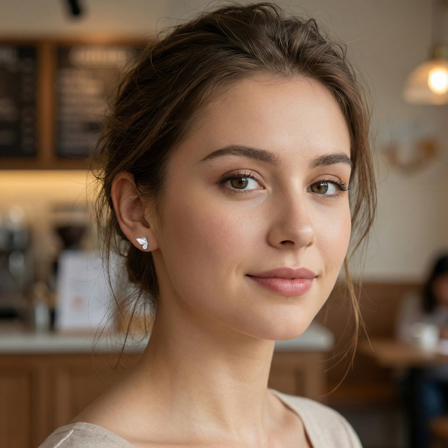Iridescent Butterfly Stud Earrings – sterling silver earrings