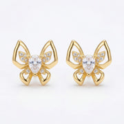 Butterfly Studs with Pear-Cut Centers – sterling silver earrings, close-up