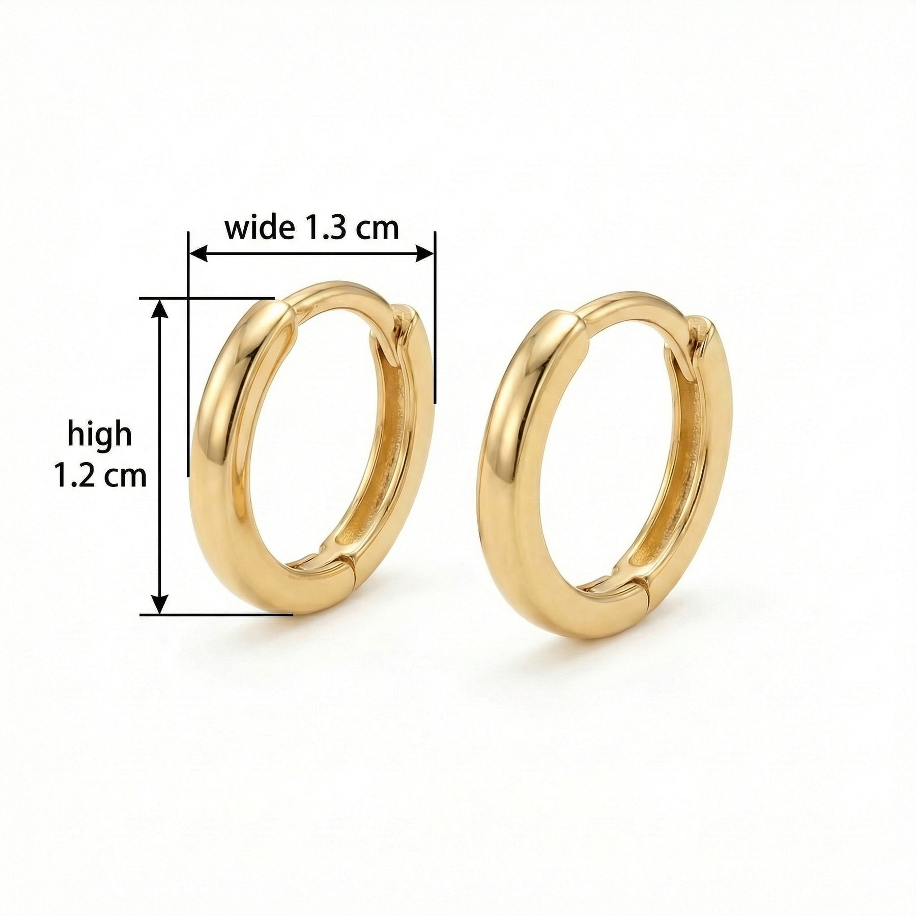 Polished Minimalist Huggie Hoops – sterling silver earrings, front view