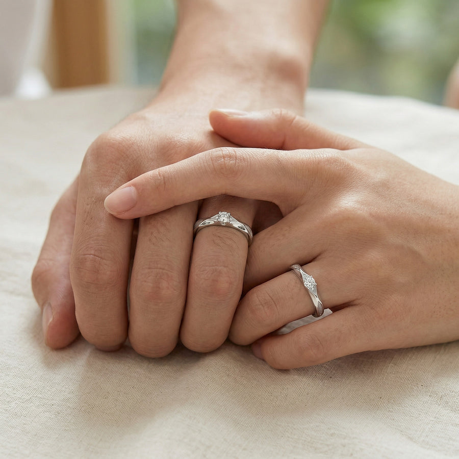 Wavy Silver Couple Rings – sterling silver ring, side detail