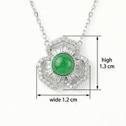 Green Jadeite Floral Halo Necklace – jade necklace, front view
