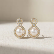 Pearl Infinity Figure-Eight Studs – pearl earrings, front view