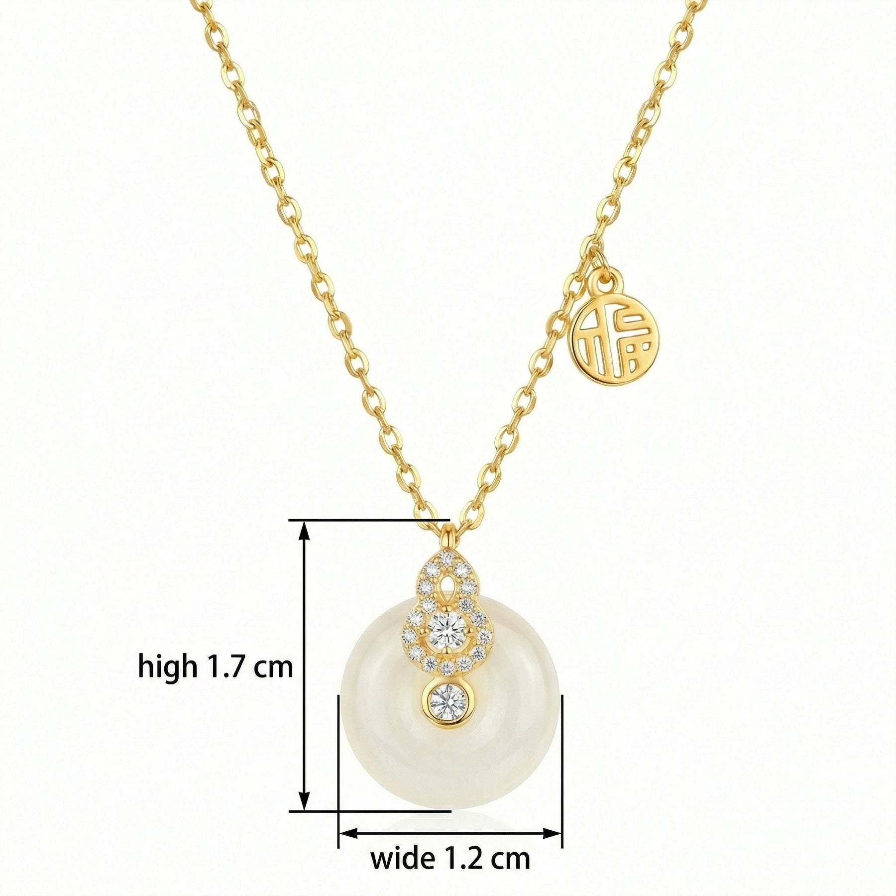 Gourd and Fortune Coin Necklace – sterling silver necklace, front view
