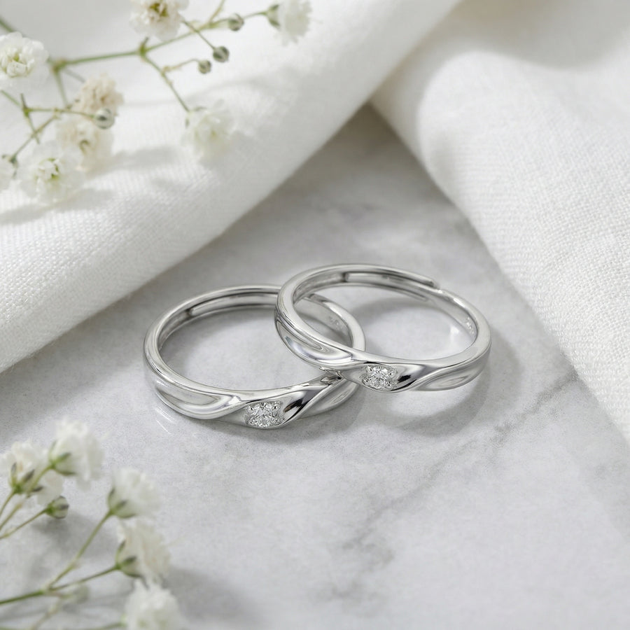 Twisted Silver Couple Rings – sterling silver ring, side detail