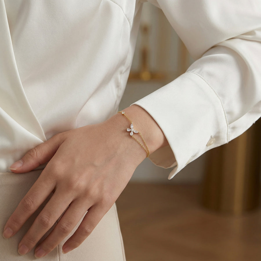 Butterfly Crystal Layered Bracelet – crystal bracelet, side detail