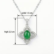 Deep green jade Flower Necklace – jade necklace, close-up